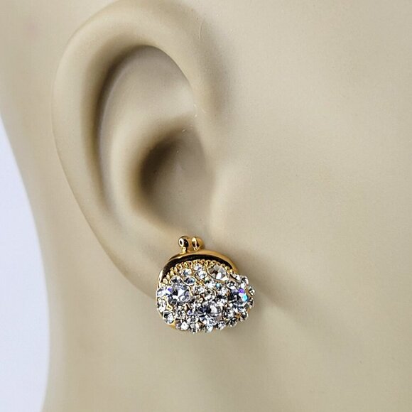 Tiny Crystal Earrings Crystal Handbag Shaped Earrings - Picture 2 of 9